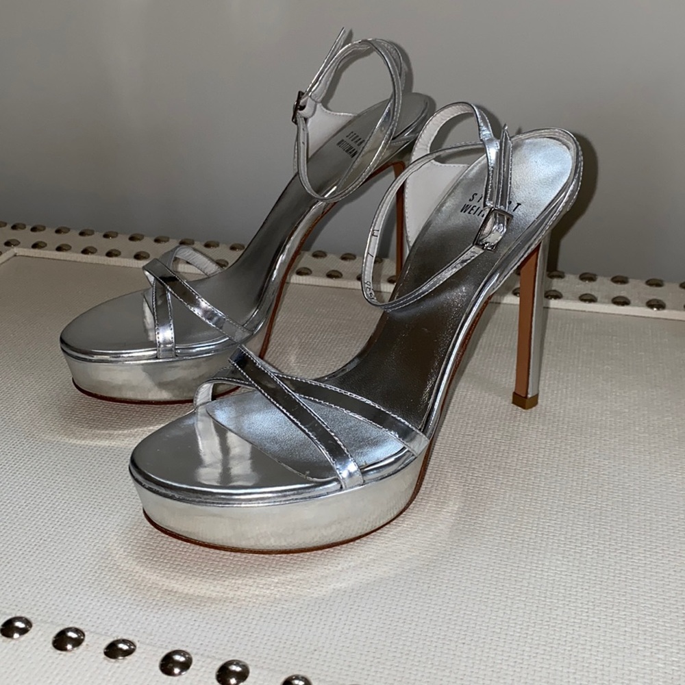 Stuart Weitzman Silver Platform Heel - image 1